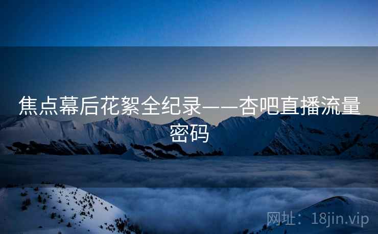 焦点幕后花絮全纪录——杏吧直播流量密码